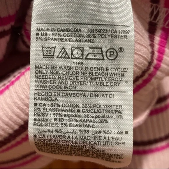 Old Navy Girls Large 10-12 Pink Long Sleeve Two Button V Neck Striped Shirt - Picture 4 of 6